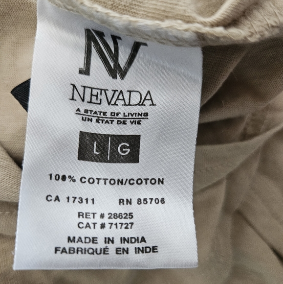 Nevada Tee shirt T-shirt a state of living crafted garments beige top mens large - Picture 9 of 9
